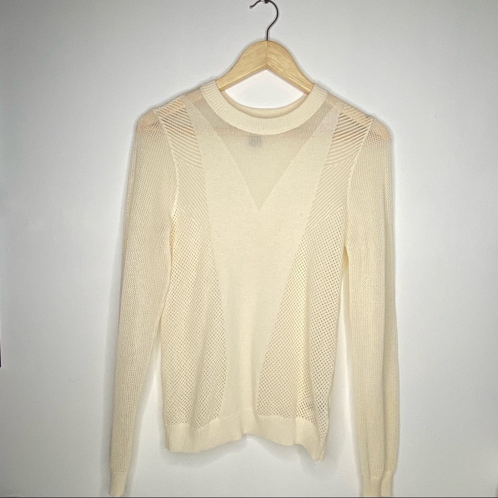 H&M Cream Sheer Long Sleeve Top Size S